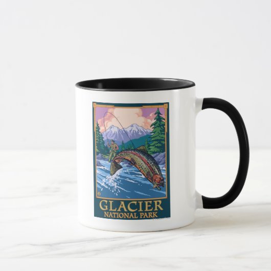 Glacier National Park, MontanaFly Fisherman # マグカップ (右)