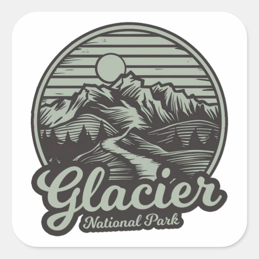 Glacier National Park Mountain Trail スクエアシール (正面)