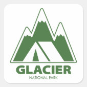 Glacier National Park Mountains Camping スクエアシール (正面)