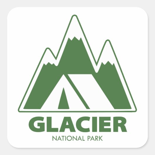 Glacier National Park Mountains Camping スクエアシール (正面)