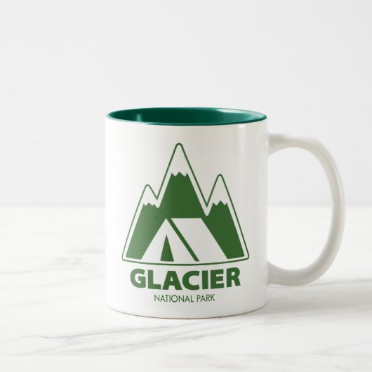 Glacier National Park Mountains Camping ツートーンマグカップ (右)