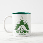 Glacier National Park Mountains Camping ツートーンマグカップ (左)
