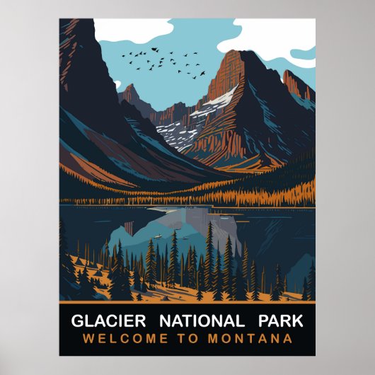 Glacier National Park, MT，ヴィンテージ旅行 ポスター (正面)