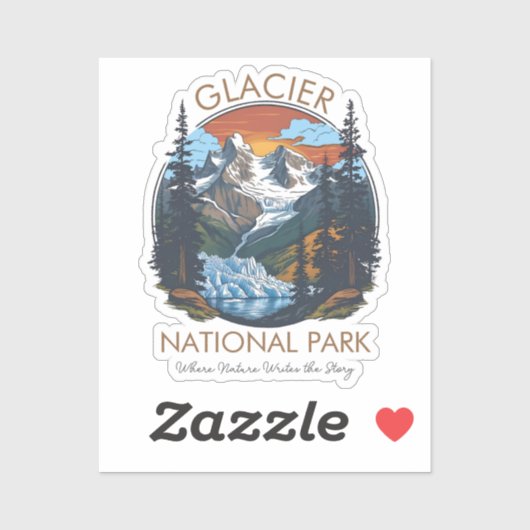 Glacier National Park Retro Mountain  シール (シート)