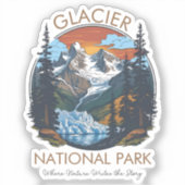 Glacier National Park Retro Mountain  シール (正面)