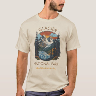 Glacier National Park Retro Mountain T-Shirt  Tシャツ
