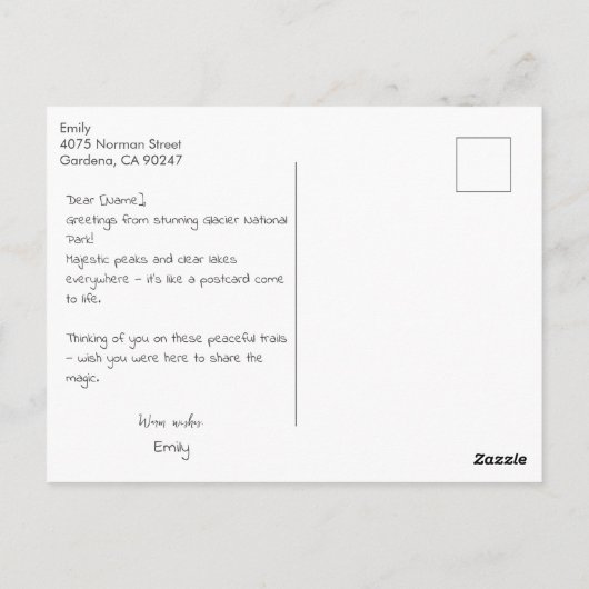 Glacier National Park Scenic Postcard ポストカード (裏面)