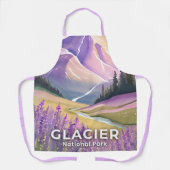 Glacier National Park | Spring Lavender Watercolor エプロン (正面)