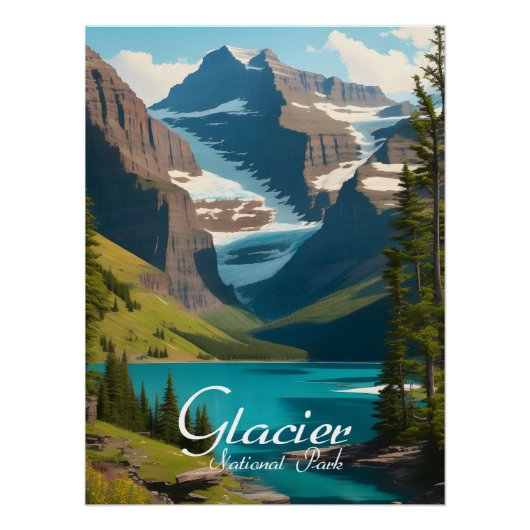 Glacier National Park USA Travel Poster ポスター (正面)