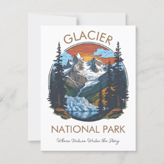Glacier National Park Vintage Sunset Postcard ポストカード
