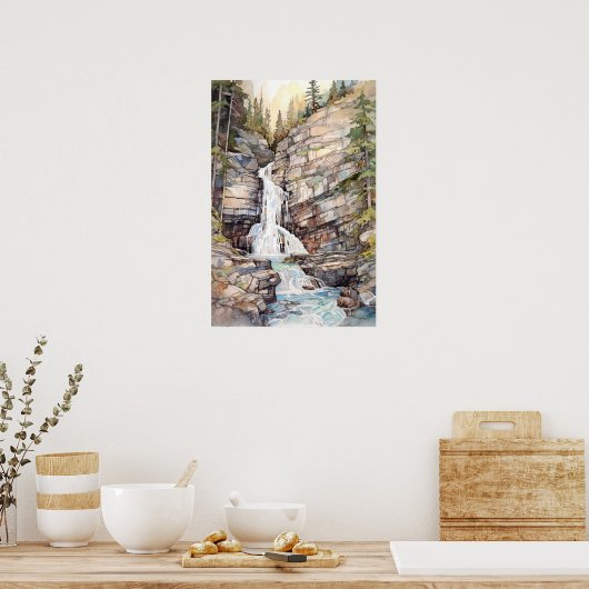 Glacier National Park Watercolor ポスター (キッチン)