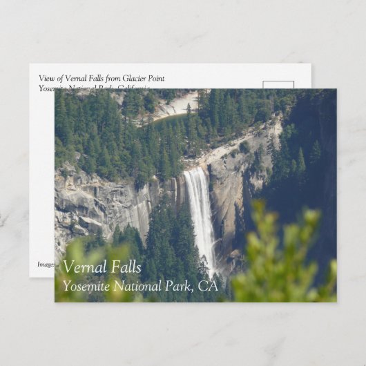 Glacier Point, CAからのVernal滝の表示 ポストカード (正面/裏面)