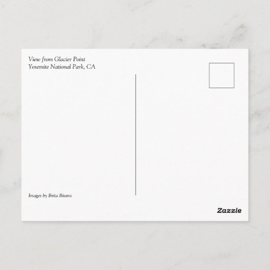 Glacier Point, Yosemite, CAから表示 ポストカード (裏面)