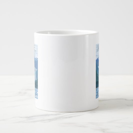 Glacier Scene -アラスカ州ジュノー ジャンボコーヒーマグカップ (正面)