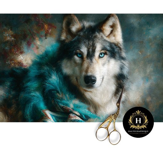Glacier Teal Wolf Portrait 薄葉紙