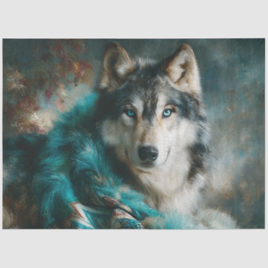 Glacier Teal Wolf Portrait 薄葉紙 (正面)