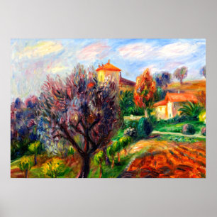 Glackens – オリーブの木のある丘の中腹 ポスター