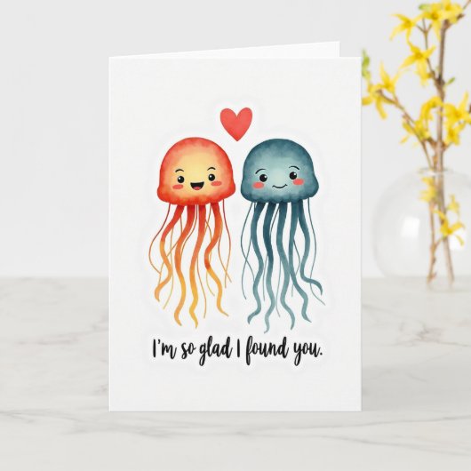 Glad I Found You Jellyfish Card カード (黄色い花)