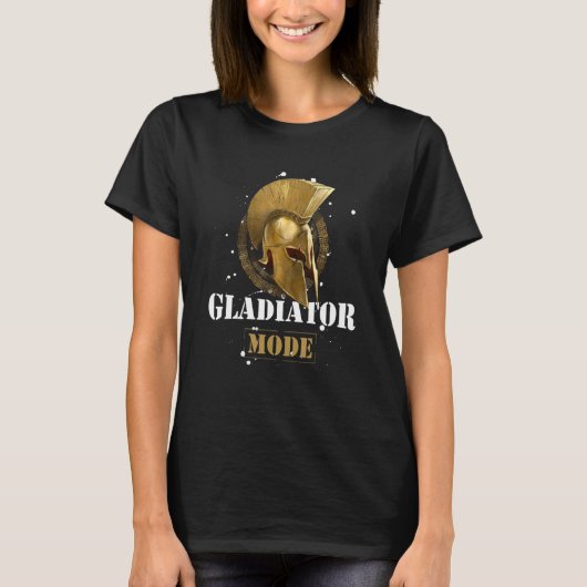 Gladiator Mode Spartan Helmet  Motivation Gym Work Tシャツ (正面)