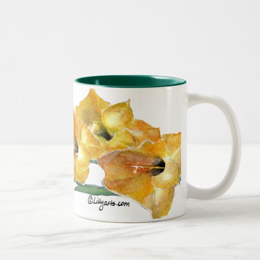 Gladiolaの水彩画の絵画のマグ ツートーンマグカップ (右)