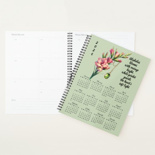 Gladiolus & Peridot August Verse – 2026 Full-Year  プランナー手帳 (ディスプレー)