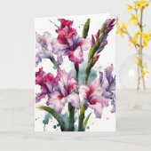 Gladiolus - Watercolor flowers カード (黄色い花)