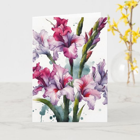 Gladiolus - Watercolor flowers カード (黄色い花)