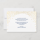 GLAMありがとう素朴な金ゴールド紙吹雪ネイビーブルー サンキューカード (裏面)