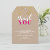 GLAMありがとう素朴な金ゴールド紙吹雪ピンククラフト サンキューカード (スタンド正面)