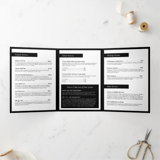 Glamまつげ拡張サロンパンフレット 三つ折りカード (内部)