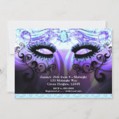 Glamまつ毛パープルマスカレードパーティの招待状 招待状 (裏面)