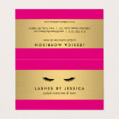 Glamまつ毛ピンクと金ゴールドアフターケア 名刺 (外部フラット)