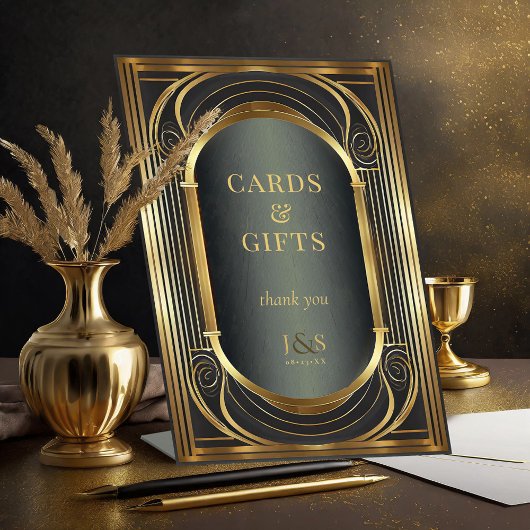 GlamアールデコウェディングカードギフトID1033 台座サイン