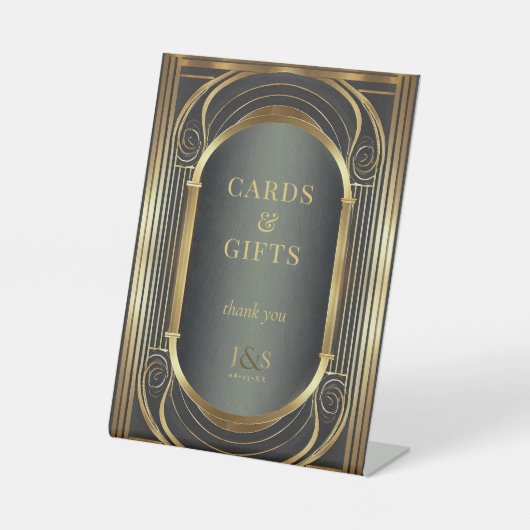 GlamアールデコウェディングカードギフトID1033 台座サイン (正面)