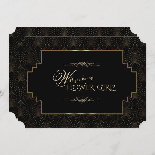 Glamアールデコ素晴らしギャツビーぼくのフラワーガール 招待状 (正面/裏面)