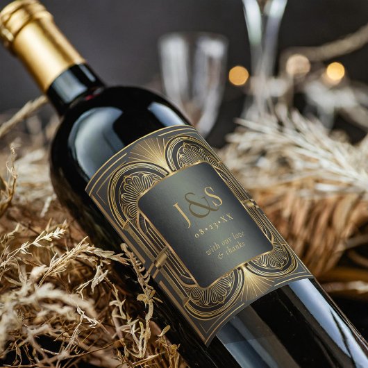 Glamアールデコ結婚の感謝ID1033 ワインラベル