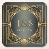 Glamアールデコ結婚のID1033 スクエアペーパーコースター (正面)
