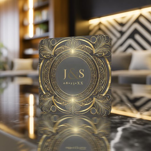 Glamアールデコ結婚のV3 ID1033 スクエアペーパーコースター