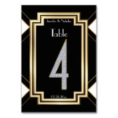 Glamアールデコ結婚ダイヤモンドのテーブル番号4 テーブルナンバー (裏面)
