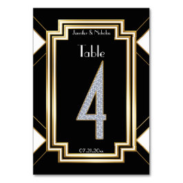 Glamアールデコ結婚ダイヤモンドのテーブル番号4 テーブルナンバー