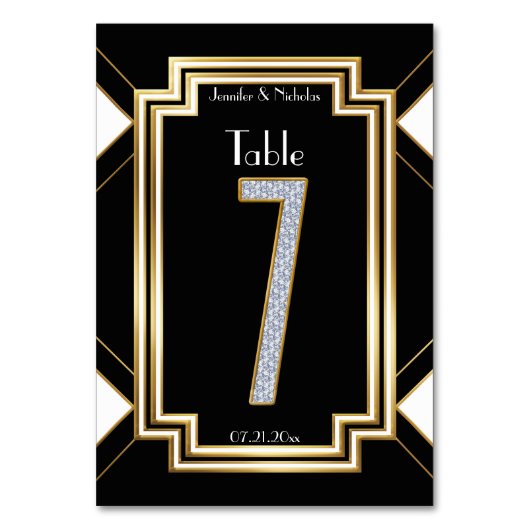 Glamアールデコ結婚ダイヤモンドのテーブル番号7 テーブルナンバー (正面)