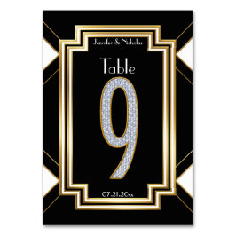 Glamアールデコ結婚ダイヤモンドのテーブル番号9 テーブルナンバー