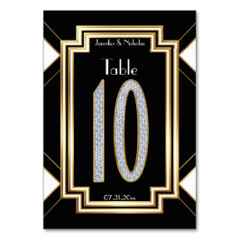 Glamアールデコ結婚ダイヤモンドのテーブル番号Ten テーブルナンバー