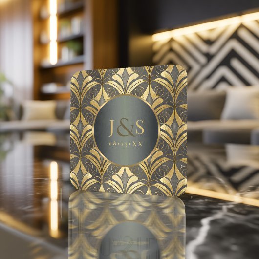 Glamアールデコ結婚パターンID1033 スクエアペーパーコースター