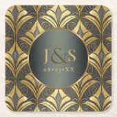 Glamアールデコ結婚パターンID1033 スクエアペーパーコースター (正面)