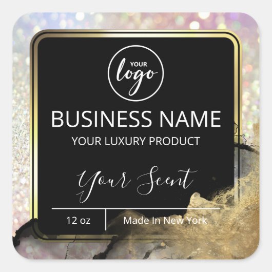 Glamインクホログラフィックボディバターラベル スクエアシール (正面)