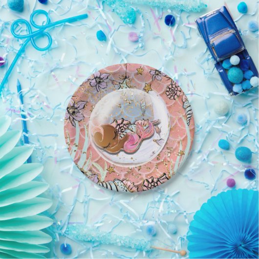 Glamエスニックマーメイドベビーシャワー誕生日パーティー ペーパープレート (パーティー)