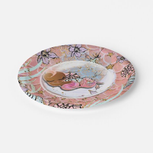 Glamエスニックマーメイドベビーシャワー誕生日パーティー ペーパープレート (アングル)