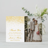 Glamエレガント紙吹雪結婚の写真あり実在 箔招待状 (立ち正面)