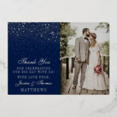 Glamエレガント紙吹雪結婚の写真あり実在 箔招待状 (正面)